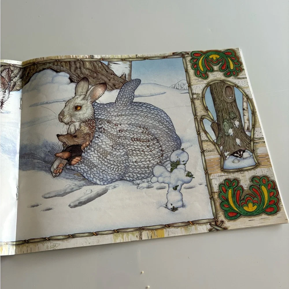 The Mitten Illustrated Children's Book - White/Cream with Red Title- paperback
